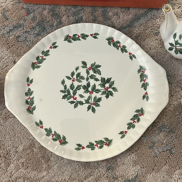 Mini Christmas partial Tea Set Baum Brothers formalities holly berries - Picture 6 of 7